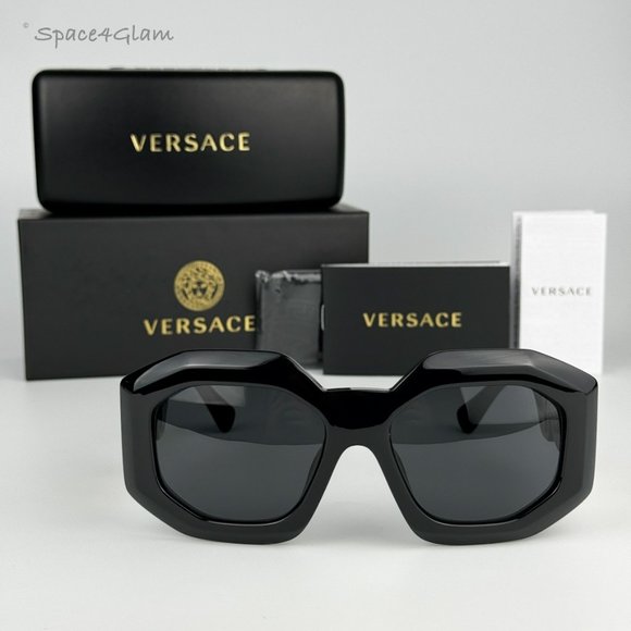 Versace Men Sunglasses Black Grey Irregular Oversized VE4424U GB1/87 NEW - Picture 1 of 12